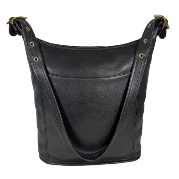Vintage Coach 9060 Legacy Slim Duffle Sac Black Leather Shoulder Bag Purse - Picture 1 of 16